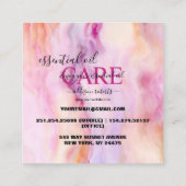 Moderne roze goudWaterverf Essentiële oliezorg Vierkante Visitekaartje (Achterkant)