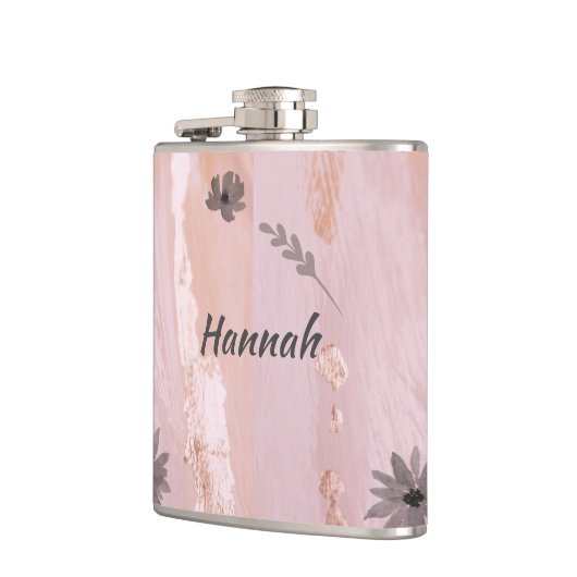 Moderne roze goudWaterverf Heupfles (Links)