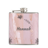 Moderne roze goudWaterverf Heupfles (Voorkant)