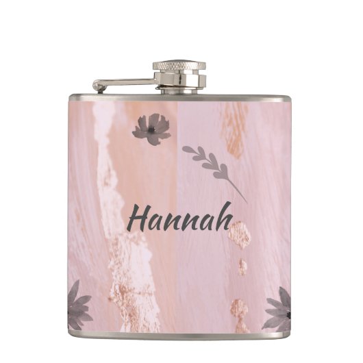 Moderne roze goudWaterverf Heupfles (Voorkant)