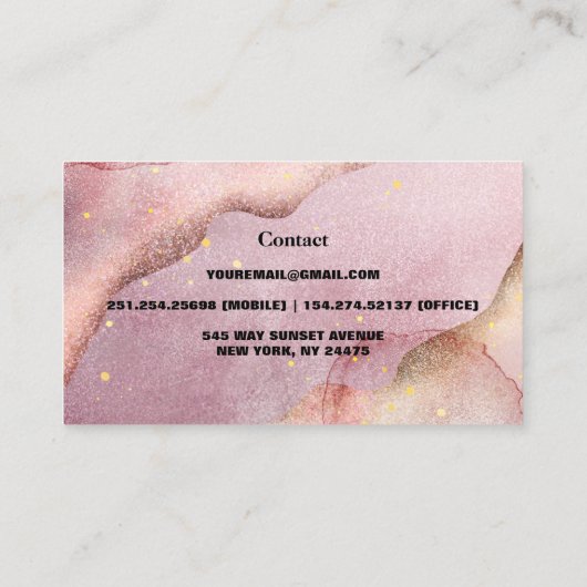 Moderne roze goudWaterverf Visitekaartje (Achterkant)
