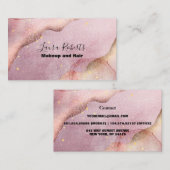 Moderne roze goudWaterverf Visitekaartje (Voorkant / Achterkant)