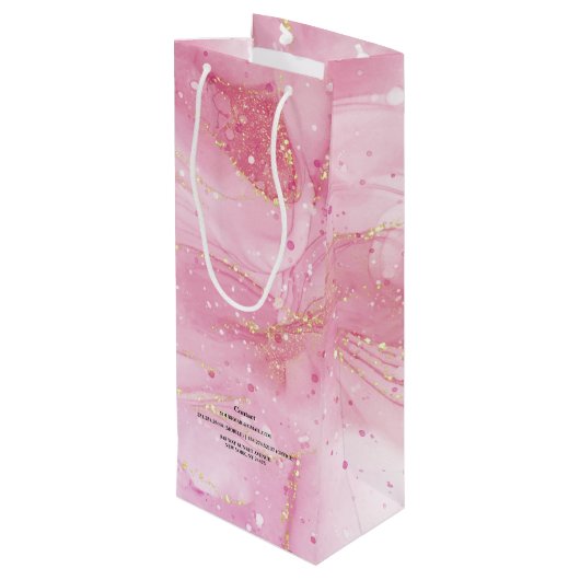 Moderne roze goudWaterverf Wijn Gift Bag Wijn Cadeautas (Achterkant Gekanteld)