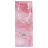 Moderne roze goudWaterverf Wijn Gift Bag Wijn Cadeautas (Achterkant)