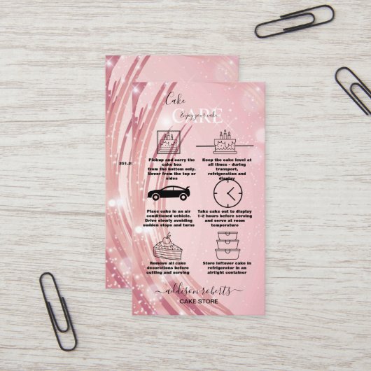 Moderne roze goudWaterverf Zorg voor zakelijk C Visitekaartje (Voorkant / Achterkant in situ)