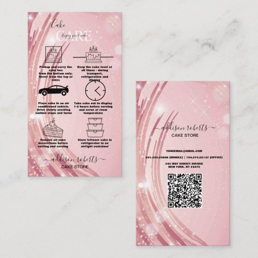 Moderne roze goudWaterverf Zorg voor zakelijk C Visitekaartje (Voorkant / Achterkant)