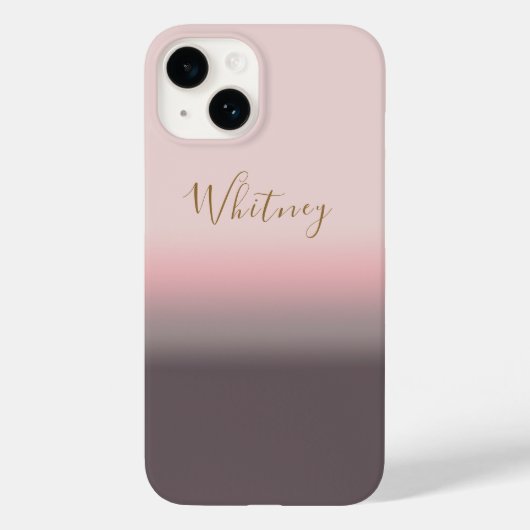 Moderne Roze Gradiënt Aangepaste Naam Monogram Case-Mate iPhone Case (Achterkant)