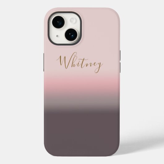 Moderne Roze Gradiënt Aangepaste Naam Monogram Case-Mate iPhone Case (Achterkant)