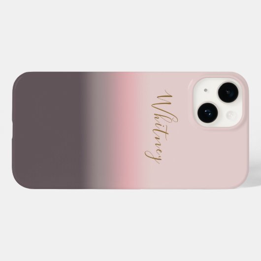 Moderne Roze Gradiënt Aangepaste Naam Monogram Case-Mate iPhone Case (Achterkant (horizontaal))