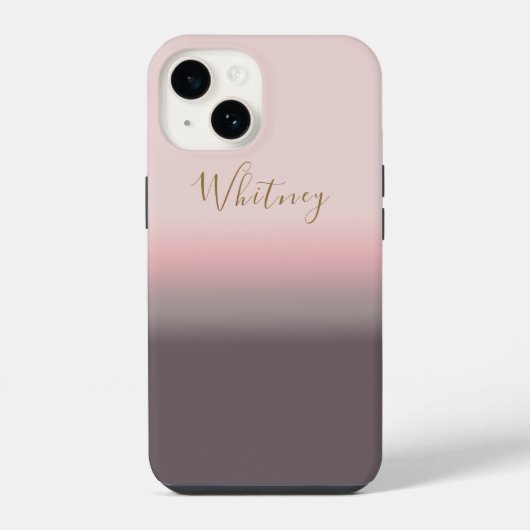 Moderne Roze Gradiënt Aangepaste Naam Monogram iPhone Hoesje (Achterkant)