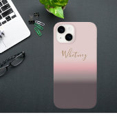 Moderne Roze Gradiënt Aangepaste Naam Monogram iPhone Hoesje