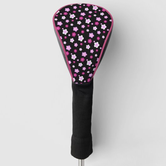 Moderne roze gradiënt bloem patroon naam golfheadcover (Voorkant)