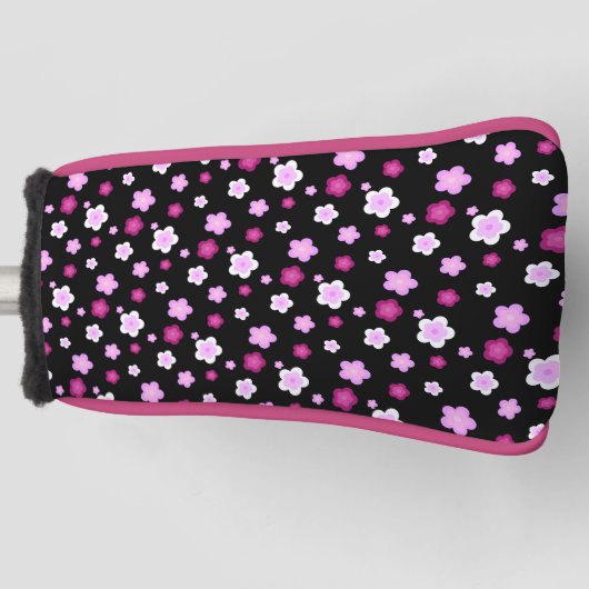 Moderne roze gradiënt bloem patroon naam golfheadcover (Voorkant)