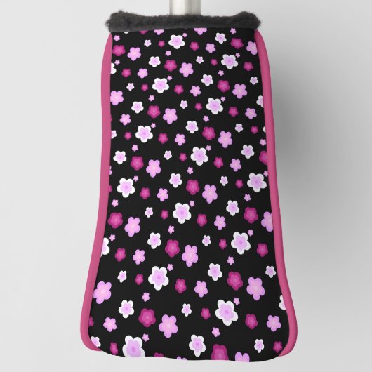 Moderne roze gradiënt bloem patroon naam golfheadcover (Draai 90)