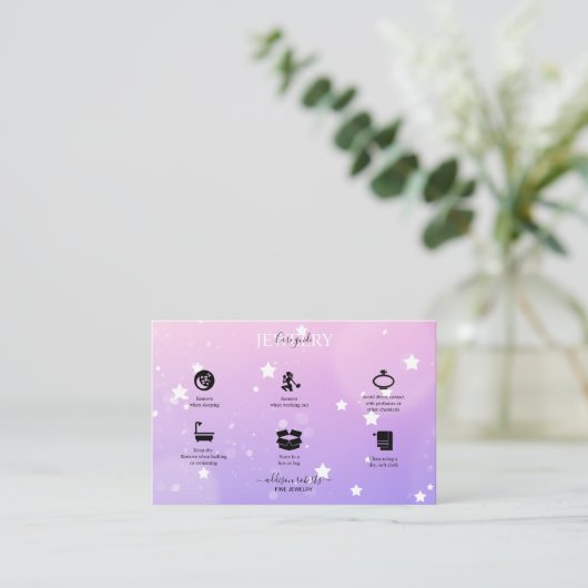 Moderne roze gradiënt juwelen visitekaartje (Staand voorkant)