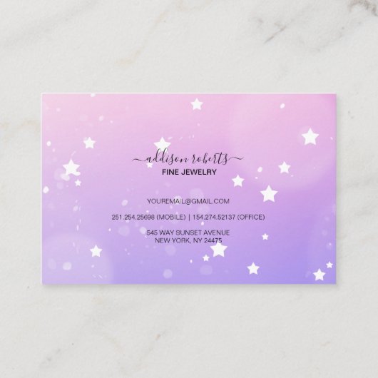 Moderne roze gradiënt juwelen visitekaartje (Achterkant)