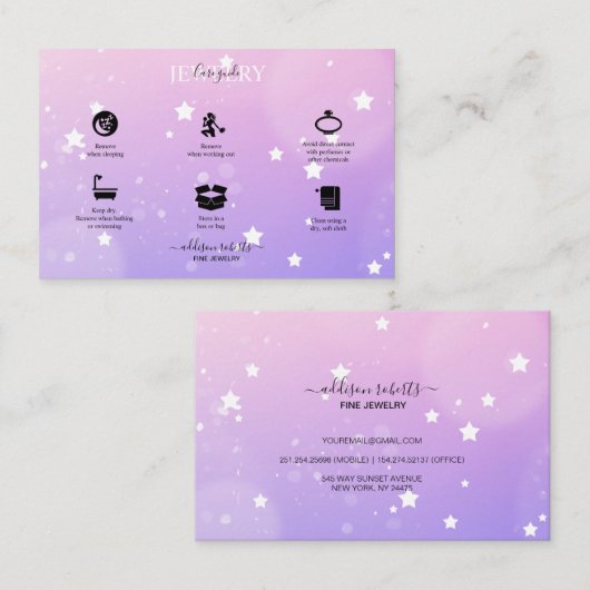 Moderne roze gradiënt juwelen visitekaartje (Voorkant / Achterkant)