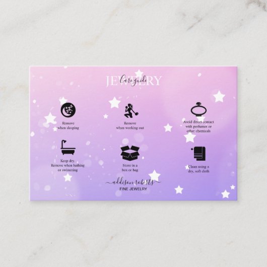 Moderne roze gradiënt juwelen visitekaartje (Voorkant)