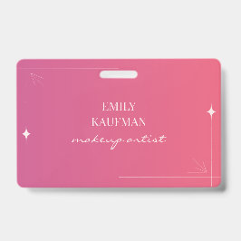 Moderne Roze Gradiënt Make-up Artiest Business Badge