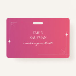 Moderne Roze Gradiënt Make-up Artiest Business Badge