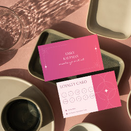 Moderne Roze Gradiënt Make-up Artiest Marketing Klantenkaartje