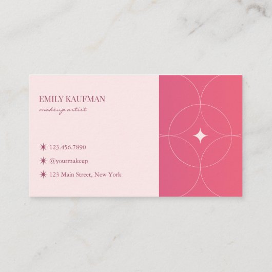 Moderne roze gradiënt make-up artiest visitekaartje (Achterkant)