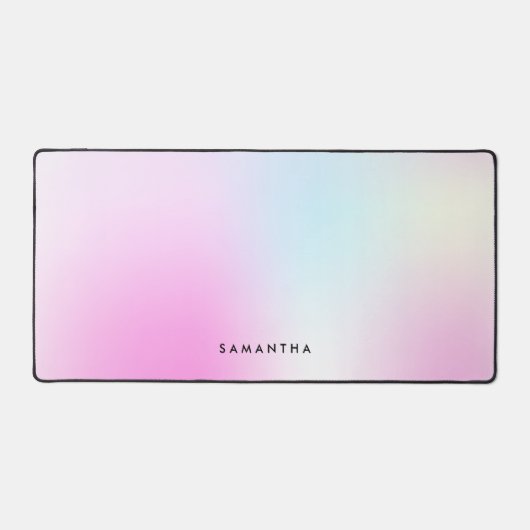 Moderne Roze Gradiënt Monogram Naam Bureaumat (Voorkant)