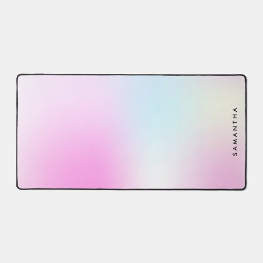 Moderne Roze Gradiënt Monogram Naam Bureaumat (Voorkant)