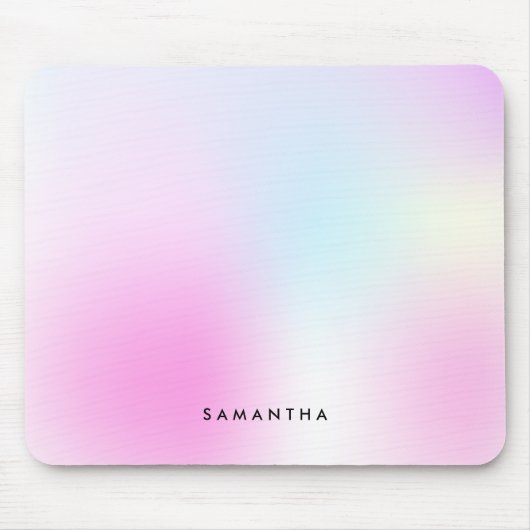 Moderne Roze Gradiënt Monogram Naam Muismat (Voorkant)