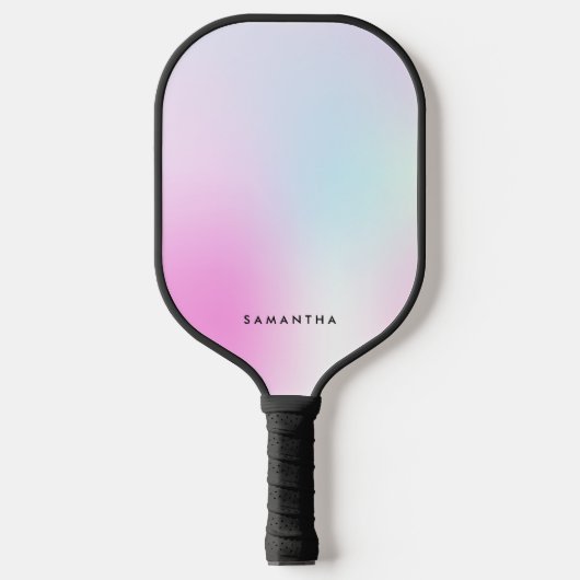 Moderne Roze Gradiënt Monogram Naam Pickleball Paddle (Voorkant)