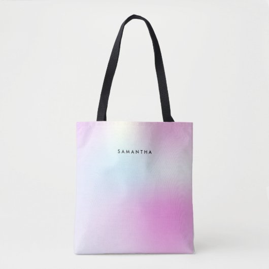 Moderne Roze Gradiënt Monogram Naam Tote Bag (Voorkant)