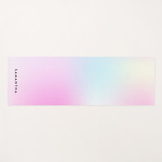 Moderne Roze Gradiënt Monogram Naam Yogamat (Voorkant (horizontaal))