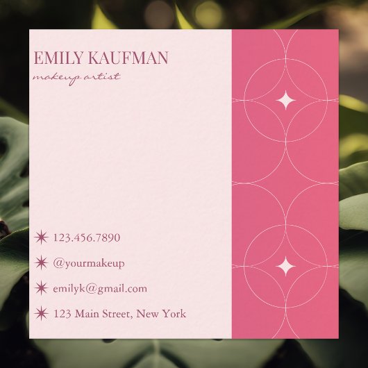 Moderne Roze Gradiënt Trendy Make-up Artiest Vierkante Visitekaartje