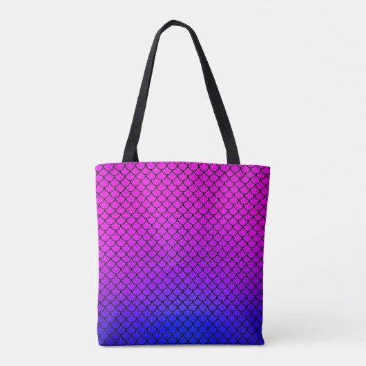 Moderne Roze Gradiënt Zeemeermin Schalen Monogram Tote Bag (Achterkant)