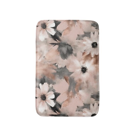 Moderne Roze Grijs Bloemendesign  Badmat (Voorkant Verticaal)