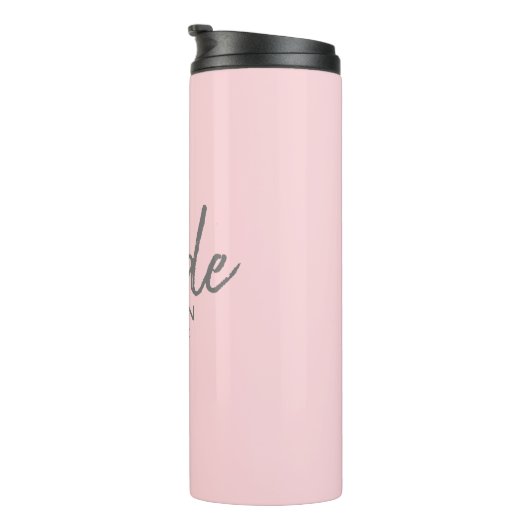 Moderne Roze grijs Manuscript Persoonlijke Naam Thermosbeker (Geroteerd rechts)