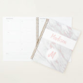 Moderne Roze Grijs Marmer Trendy Monogram Planner (Display)