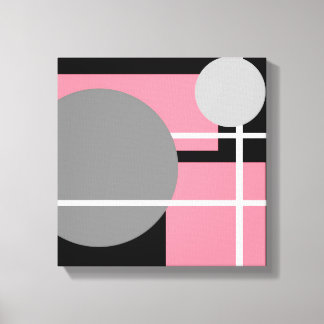 Moderne Roze Grijs Zwart Wit - Ingepakt Canvas Afdruk