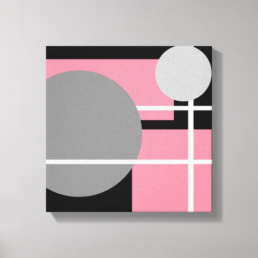 Moderne Roze Grijs Zwart Wit - Ingepakt Canvas Afdruk (Voorkant)