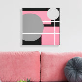 Moderne Roze Grijs Zwart Wit - Ingepakt Canvas Afdruk (Insitu (Woonkamer))