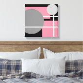 Moderne Roze Grijs Zwart Wit - Ingepakt Canvas Afdruk (Insitu (Slaapkamer))