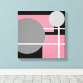 Moderne Roze Grijs Zwart Wit - Ingepakt Canvas Afdruk (Insitu (Houten vloer))