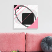 Moderne Roze Grijs Zwart Wit - Ingepakt Canvas Afdruk (Insitu (Woonkamer))