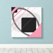 Moderne Roze Grijs Zwart Wit - Ingepakt Canvas Afdruk (Insitu (Houten vloer))