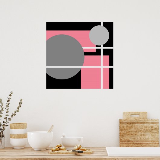 Moderne roze grijs zwart wit - MS0001 Canvas Poster (Keuken)