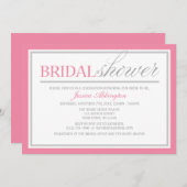 Moderne Roze & Grijze Bruidsdouche Uitnodigingen (Voorkant / Achterkant)