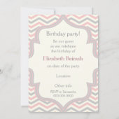 Moderne roze, grijze chevron zigzag verjaardagsfot kaart (Achterkant)
