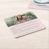 Moderne roze grijze foto Feestjes bruiloft Kartonnen Onderzetters (Schuin)