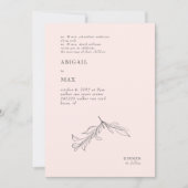 Moderne Roze & Grijze Potlood Blad Bruiloft Kaart (Voorkant)