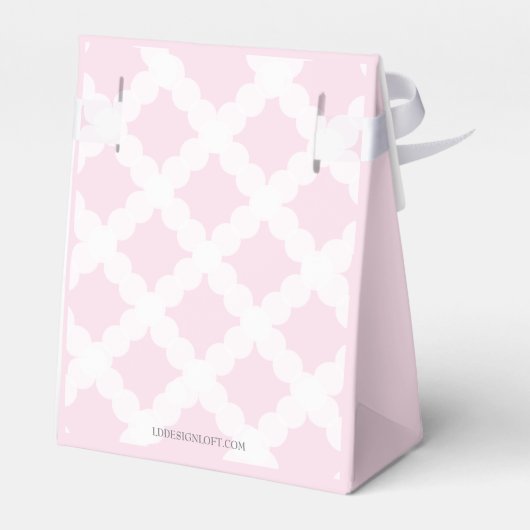 Moderne roze grijze witte bedankje bruidsdouche bedankdoosjes (Achterkant)